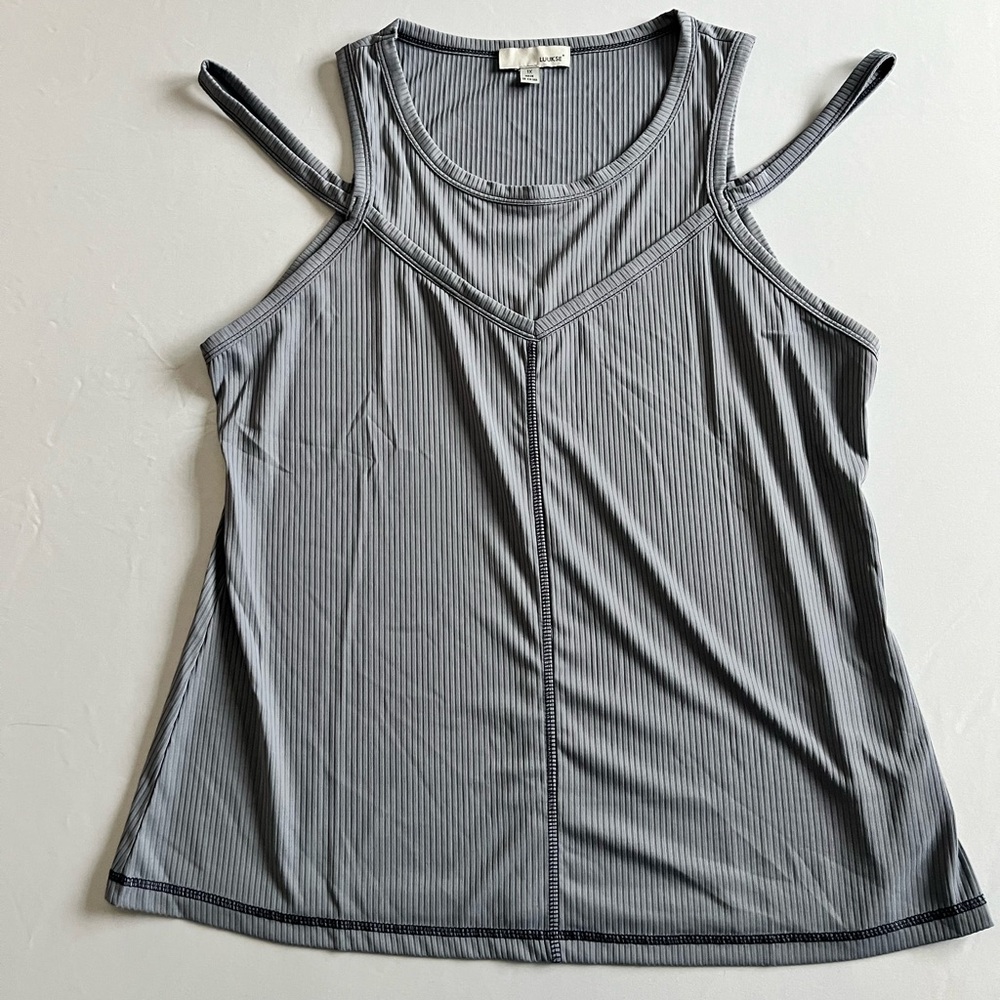 Luukse Double Athletic strap tank top Gray 1X Women’s Plus